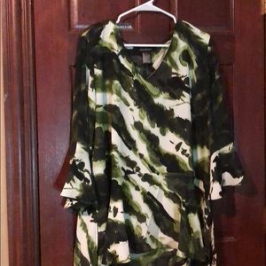 A dark green and creamy shirt